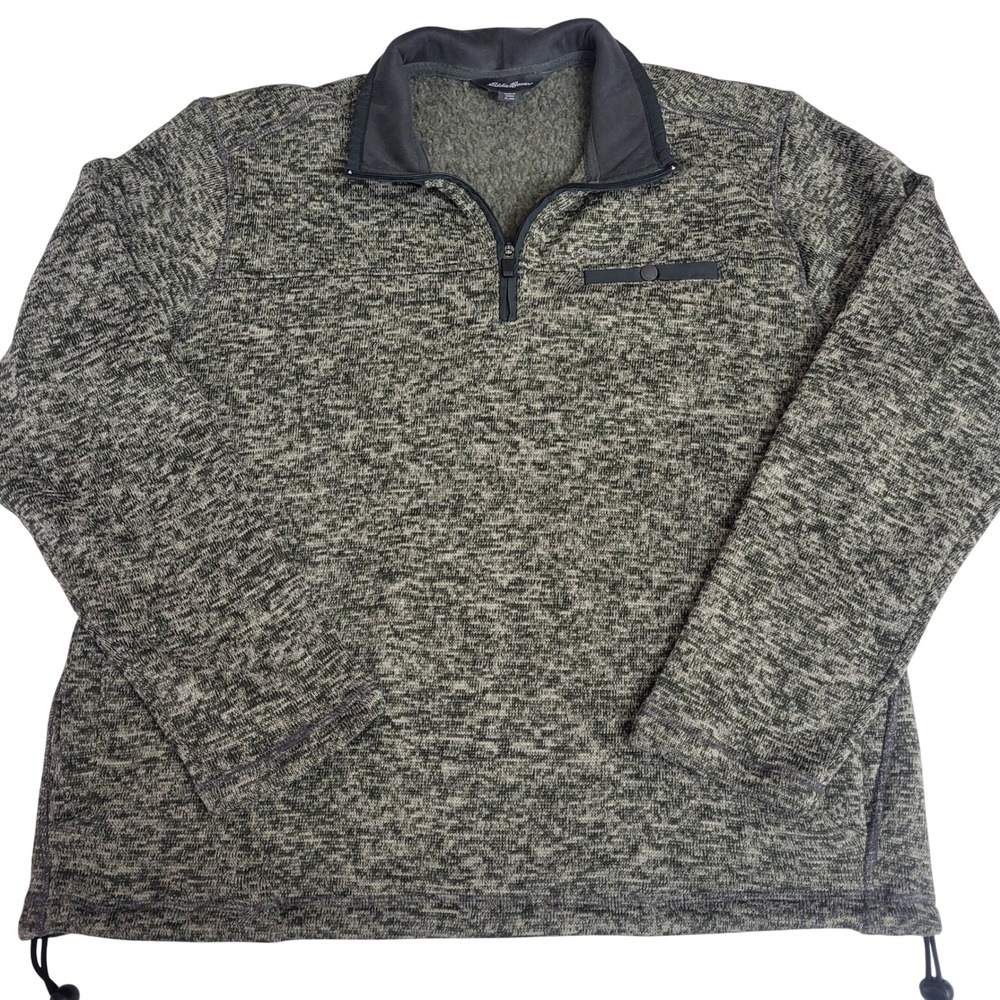 Eddie Bauer Mens Heathered Gray 1/4 Zip Fleece Sweatshirt Casual Outdoor Size XL